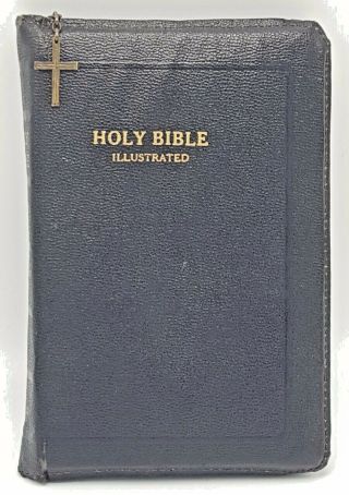 Vtg Holy Bible Self Pronouncing Kjv Red Letter Illustrated World Publishing Co.