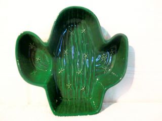 Vintage Treasure Craft Green Cactus Chip Bowl From California