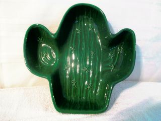 Vintage Treasure Craft Green Cactus Chip Bowl from California 2