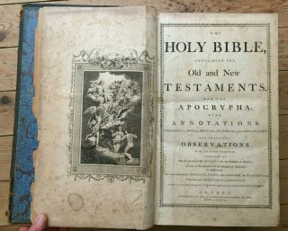 1783 Holy Bible,  Old & Testaments,  Apocrypha,  2v In 1 - 96 Plates - Folio