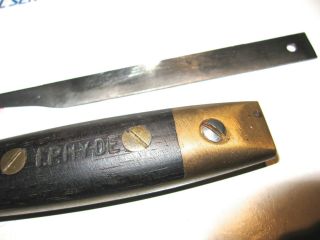 VINTAGE VERY GOOD QUALITY I.  P HYDE CO.  LEATHER KNIFE ROSEWOOD SCALES GOOD COND. 3