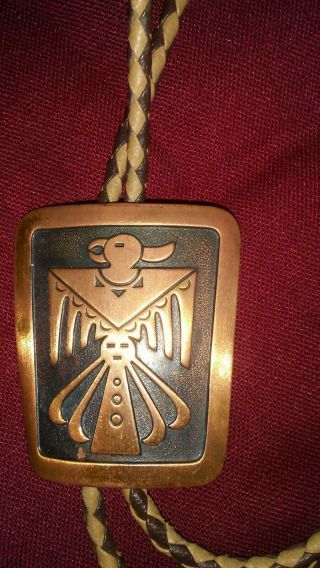 Vintage Solid Copper Thunderbird Bolo Tie Bell