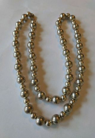Vintage Dobbs Sterling Silver Bead Necklace 53 Grams