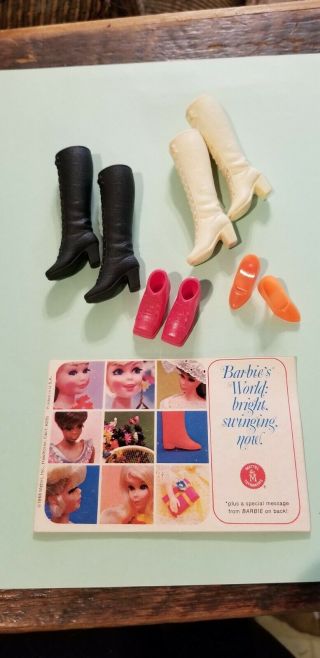 Vintage Barbie Boots And Shoes With Barbie Pamphlet