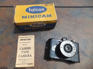 Vintage Falcon Miniature Minicam Camera And Instructions Made In Usa