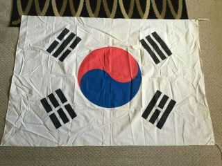 Vintage South Korea Thin Cotton Flag 36 " X 53 " Korean War Era ? Paper Corners