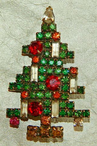 Vintage Brooch Pin 5 Candle Christmas Tree By Weiss