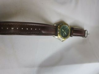 Vintage Lorus Green Face Day Date Mens Wristwatch RP9 5