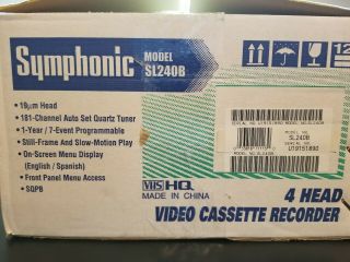 SYMPHONIC SL240B VCR VHS Player/Recorder 5