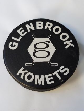 Glenbrook Komets Double Sided Logo Made In Canada Vintage Official Game Puck