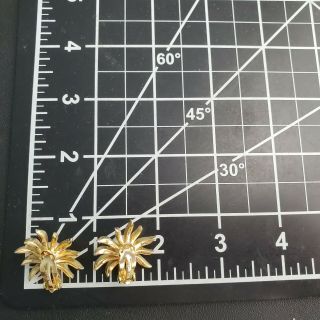 Signed PANETTA Vintage Sun Flower Pearl Crystal Rhinestone Clip Earrings U29 2