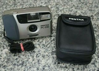 Vtg Pentax Pc - 330 Point & Shoot 35mm Film Camera W/ Case