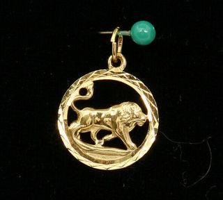 Vintage Astrological Leo Lion Pendant/charm 18k European Gold