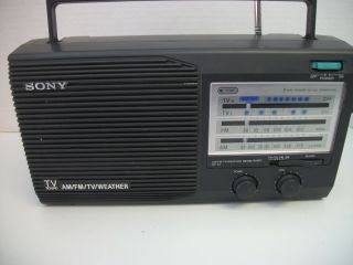 Sony ICF - 34 Portable Vintage AM FM TV Weather Radio Battery AC - Great 2