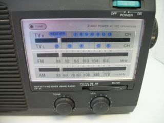 Sony ICF - 34 Portable Vintage AM FM TV Weather Radio Battery AC - Great 3