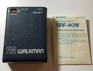Vintage Sony FM Stereo Walkman SRF - 40W w/ Belt Clip Leather Case 4