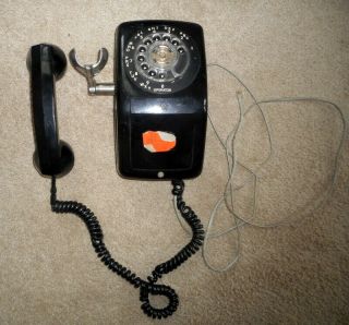 Vintage Mid Century Telephone Automatic Electric Wall Mount Black Rotary Dial