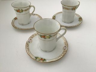 Vintage NIPPON Hand Painted Chocolate Pot Set,  w/3 cups/6 saucers &pickle dish 4