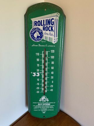 Vintage Rolling Rock Beer Metal Thermometer 27.  5 " X 8.  5 " 1998