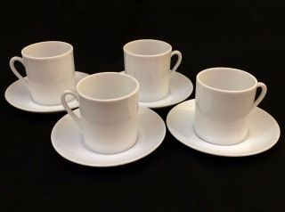 Vintage 1980s Espresso Demitasse Cups Saucers Set Of 4 Fine White Porcelain
