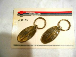Vintage Chevrolet Commitment To Excellence Registered Brass Key Chains Nos
