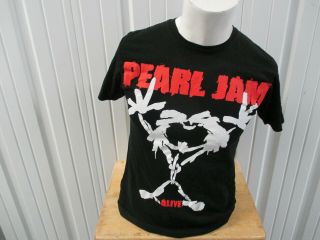 Vintage Rock Me Pearl Jam Alive Medium Black T - Shirt Ten Album