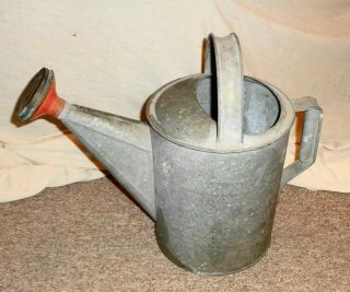 Vintage No.  8 Galvanized Metal Sprinkling Watering Can Holds 2 Gallons Look