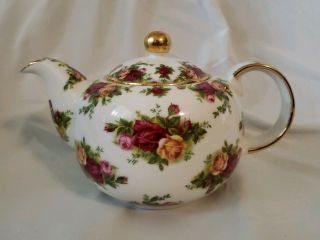 Vtg Royal Albert Old Country Roses Classic Rosebud Teapot W/ Lid