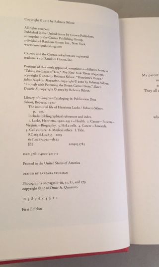 The Immortal Life Of Henrietta Lacks - Rebecca Skloot - SIGNED - TRUE First Edition 3
