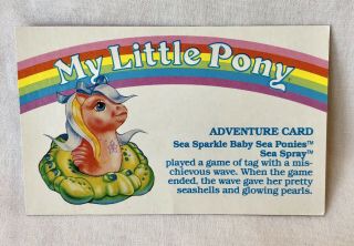Vintage G1 My Little Pony Adventure Card Sea Sparkle Baby Ponies Sea Spray