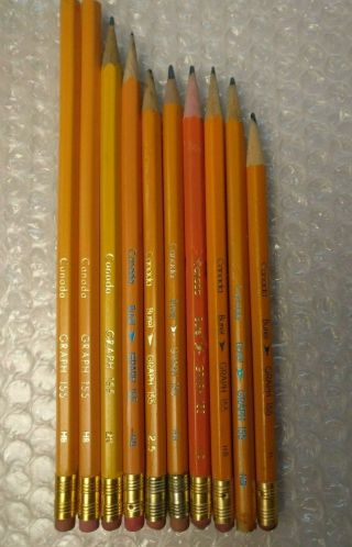 Canada Burel Graph 155 Lead Writing Pencils Vintage Set Of 10 & Nos