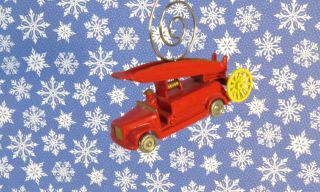 Custom Christmas Ornament 1/64 Scale Vintage Red Fire Dept Ladder Truck