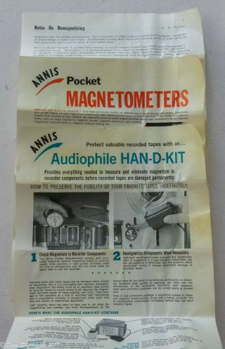 R B Annis Han - D - Mag Tape Head Demagnetizer Boxed with Docs & 3