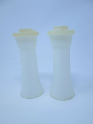 Vintage Hourglass Tupperware Set Tall Salt And Pepper Shakers 6 " White 718