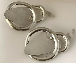 Large Vintage Mexico 925 Sterling Silver Modernist Dramatic Clip Earrings 11.  1 G