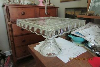 Vintage American Fostoria ????? 10 Square Cake Stand With Reservior
