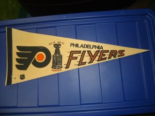 Philadelphia Flyers 1974 75 Stanley Cup Champions Pennant Whte Full Size Vintage