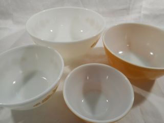 Set of 4 Vintage Pyrex Mixing Bowls 401 402 403 404 BUTTERFLY GOLD 3