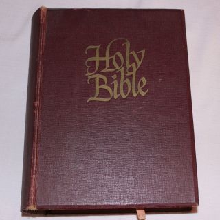 1959 Hb Burgundy Holy Bible King James Authorized Version J.  J.  Little & Ives