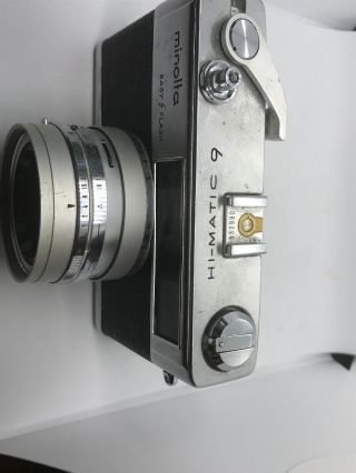 MINOLTA high - matic 9 film camera 35 mm rare vintage Rokkor Pf F =45mm 3
