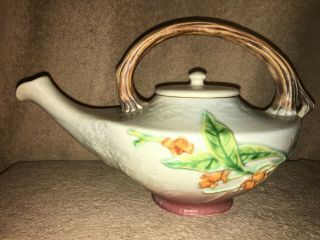 Vintage Roseville Usa 871p Bittersweet Lidded Floral Teapot Ceramic 11 " Coffee