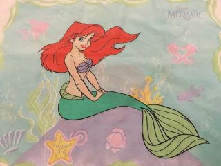Vintage Walt Disney The Little Mermaid Ariel Pillow Case Pillowcase Usa Made