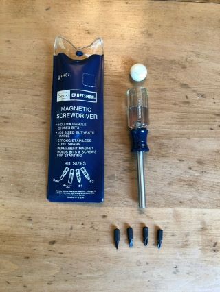 Craftsman Vintage Magnetic Bit Holder Screwdriver 1/4 Inch Drive W/bits & Pouch