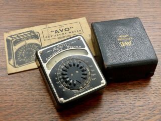 Vintage Avo Exposure Meter In Leather Case,  With Instructions,  C1930.
