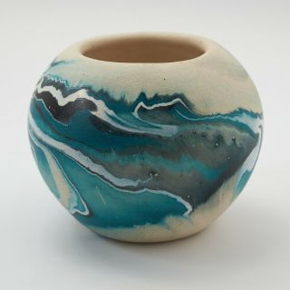 Vintage Blue Turquoise Nemadji Pottery Vase