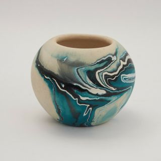 Vintage Blue Turquoise Nemadji Pottery Vase 2