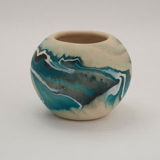 Vintage Blue Turquoise Nemadji Pottery Vase 3