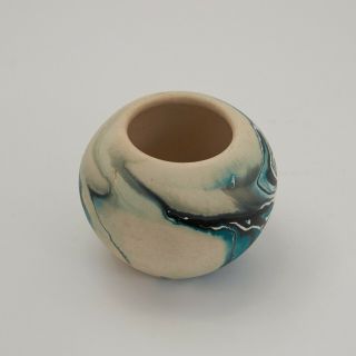 Vintage Blue Turquoise Nemadji Pottery Vase 4