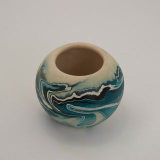 Vintage Blue Turquoise Nemadji Pottery Vase 5