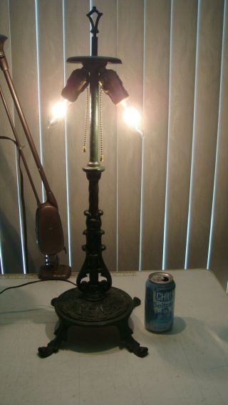 " Marked On Bottom 395 " Vintage Tiffany Style Table Desk Lamp Light Base